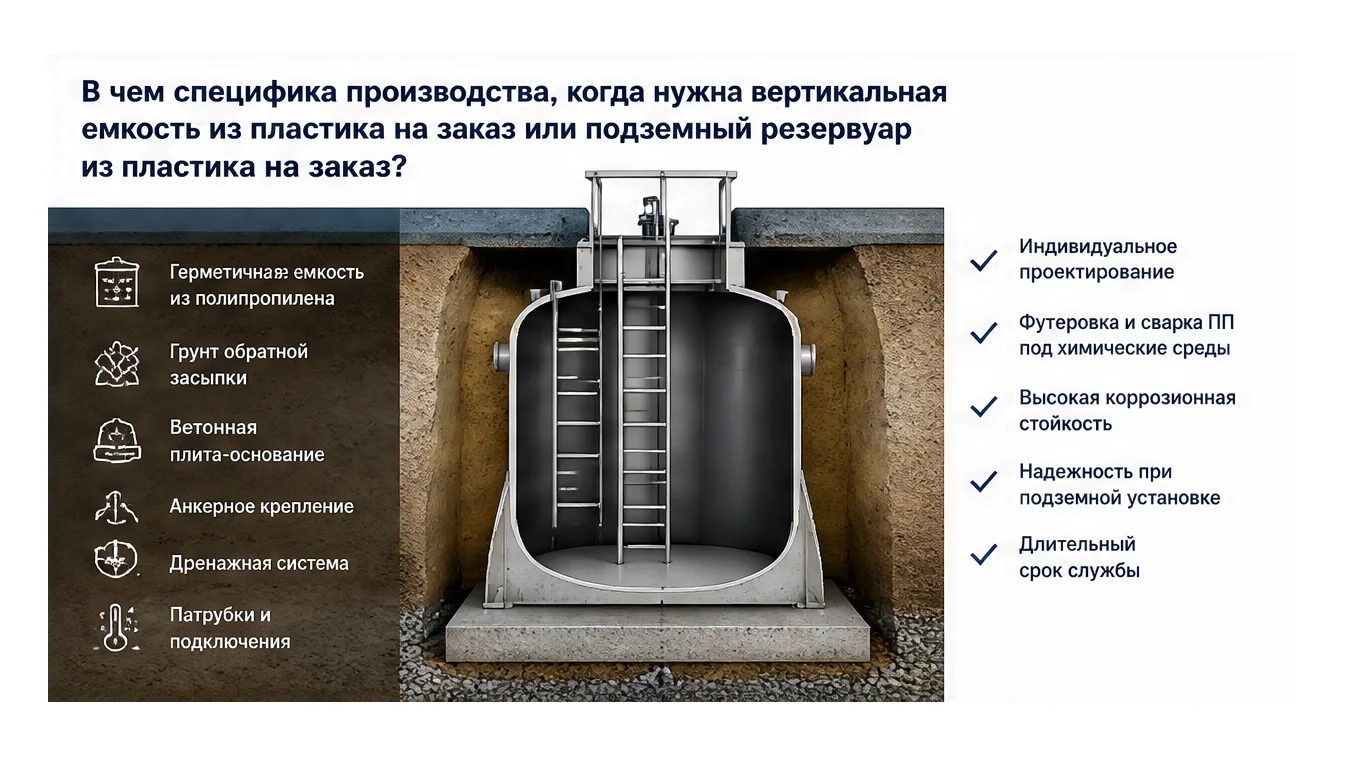 Вертикальная и подземная ёмкость — иллюстрация