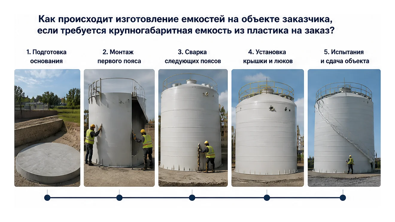 Сборка ёмкости на объекте — схема — иллюстрация