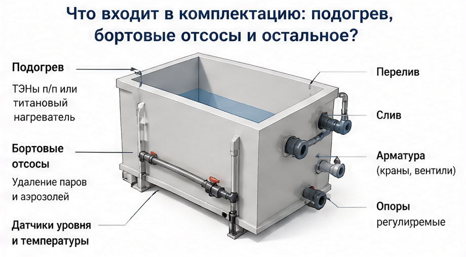 Что входит в комплектацию: подогрев, бортовые отсосы и остальное? — схема устройства