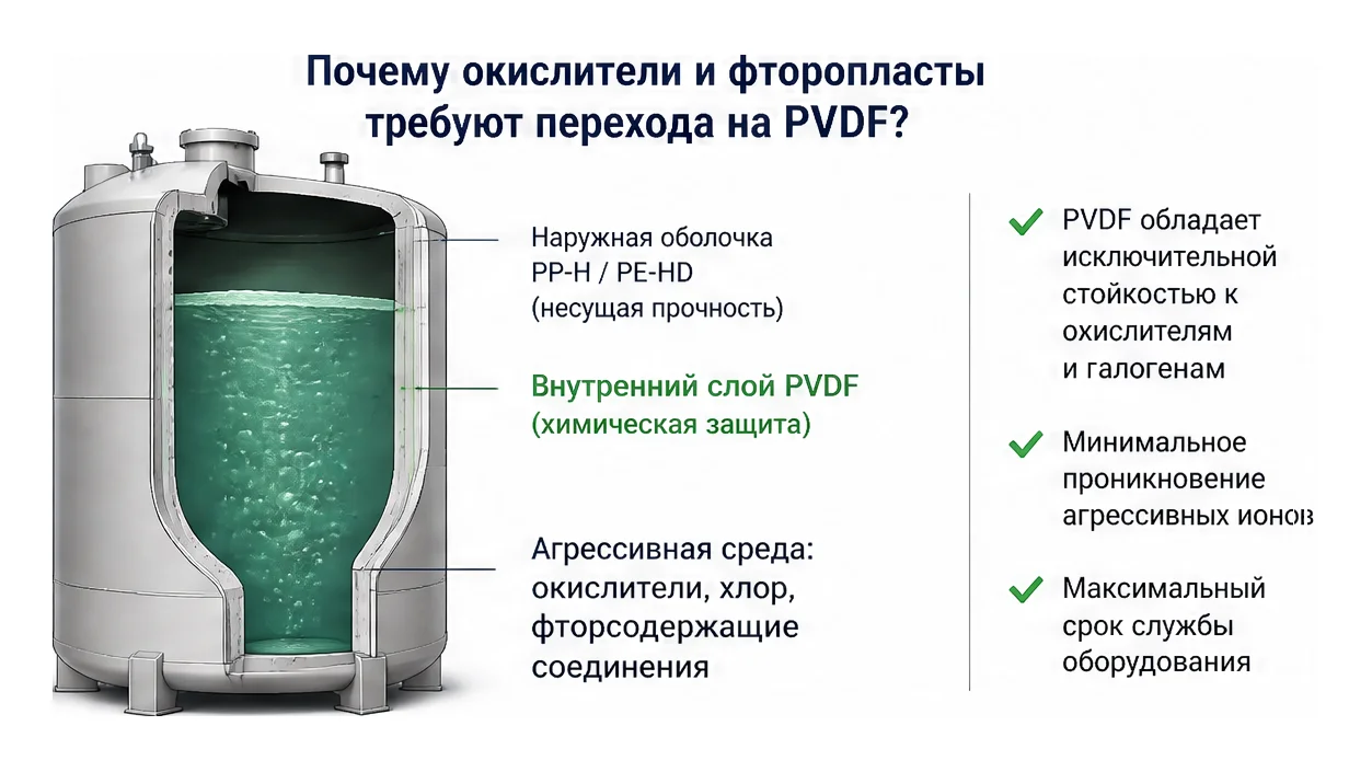 Почему окислители и фторопласты требуют перехода на PVDF? — схема устройства