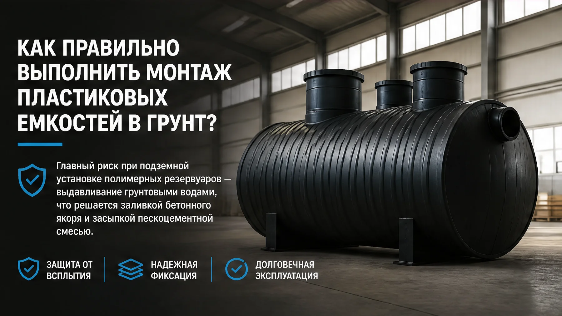 Как правильно выполнить монтаж пластиковых емкостей в грунт? — обложка статьи