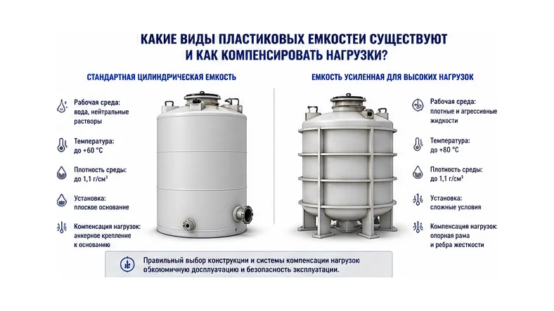 Какие виды пластиковых емкостей существуют и как компенсировать нагрузки? — схема устройства