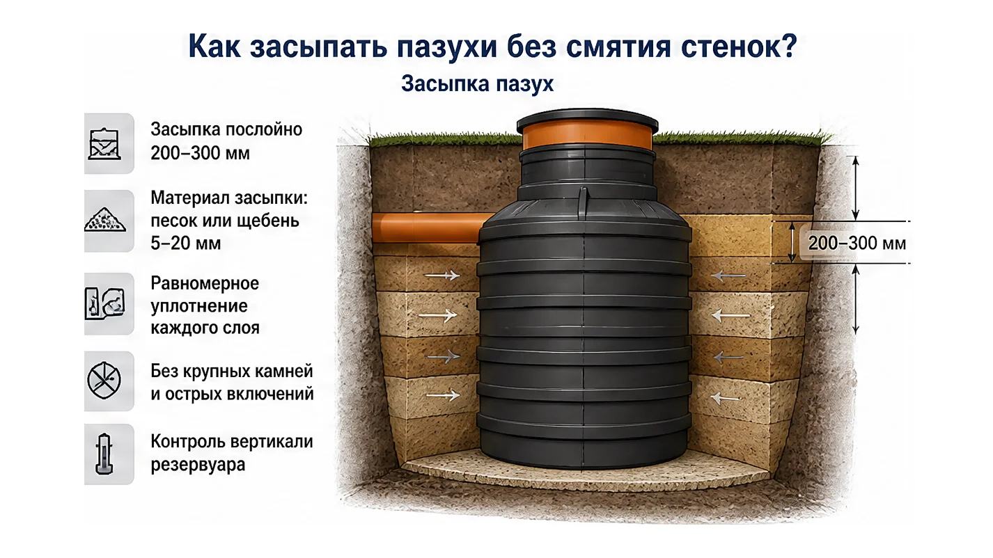 Как засыпать пазухи без смятия стенок? — схема устройства