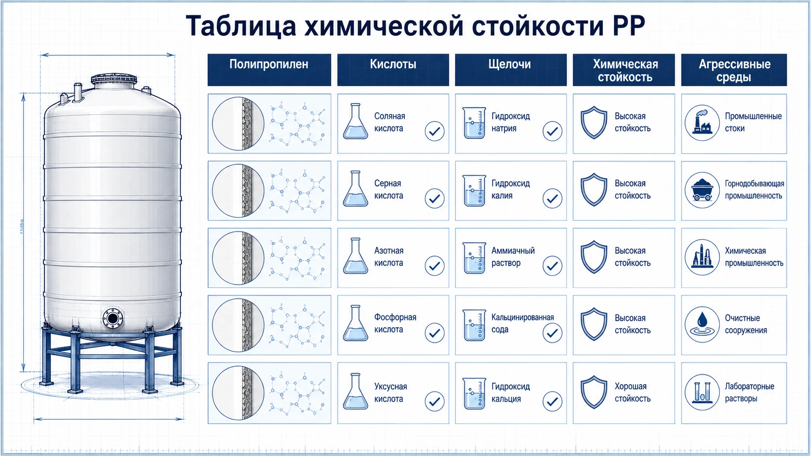 Таблица химической стойкости PP — схема устройства