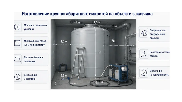 Изготовление крупногабаритных емкостей на объекте заказчика — техническая схема
