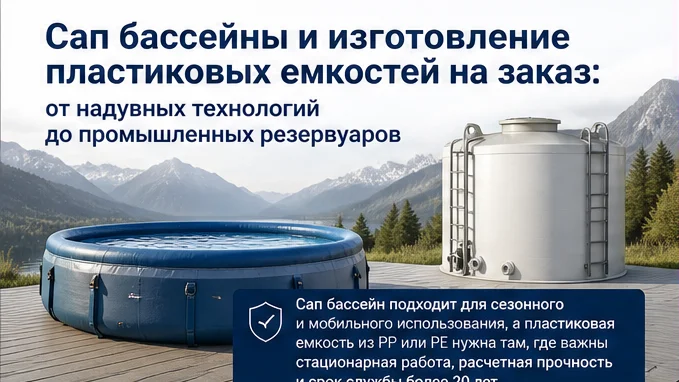 Сап бассейны и изготовление пластиковых емкостей на заказ: от надувных технологий до промышленных резервуаров — обложка статьи