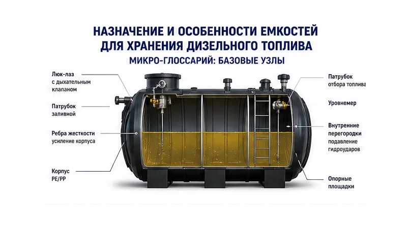Назначение и особенности емкостей для хранения дизельного топлива — инфографика