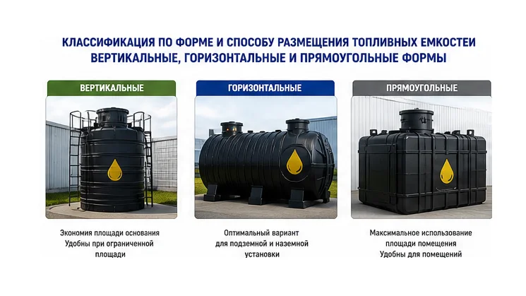 Классификация по форме и способу размещения топливных емкостей — техническая схема