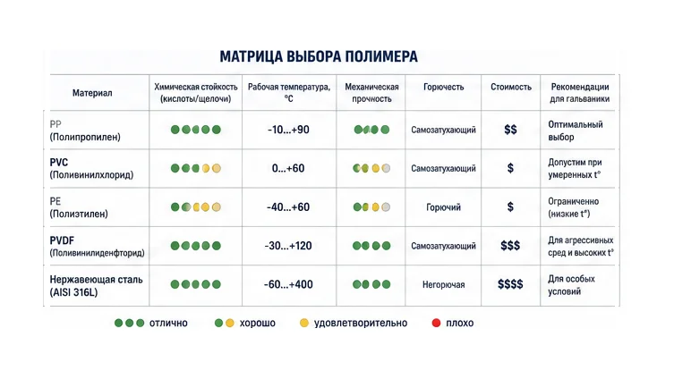 Матрица выбора полимера — инфографика
